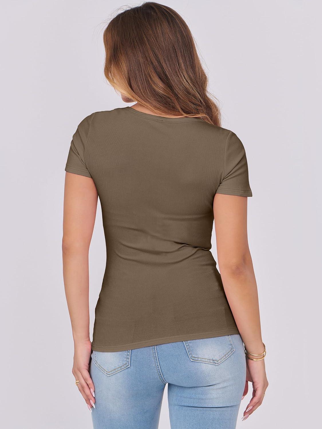 imageANRABESS Women Short Sleeve Tops Scoop Neck Ribbed Knit Slim Fitted Basic Tee Shirts 2025 Casual Summer Trendy ClothesCoffee
