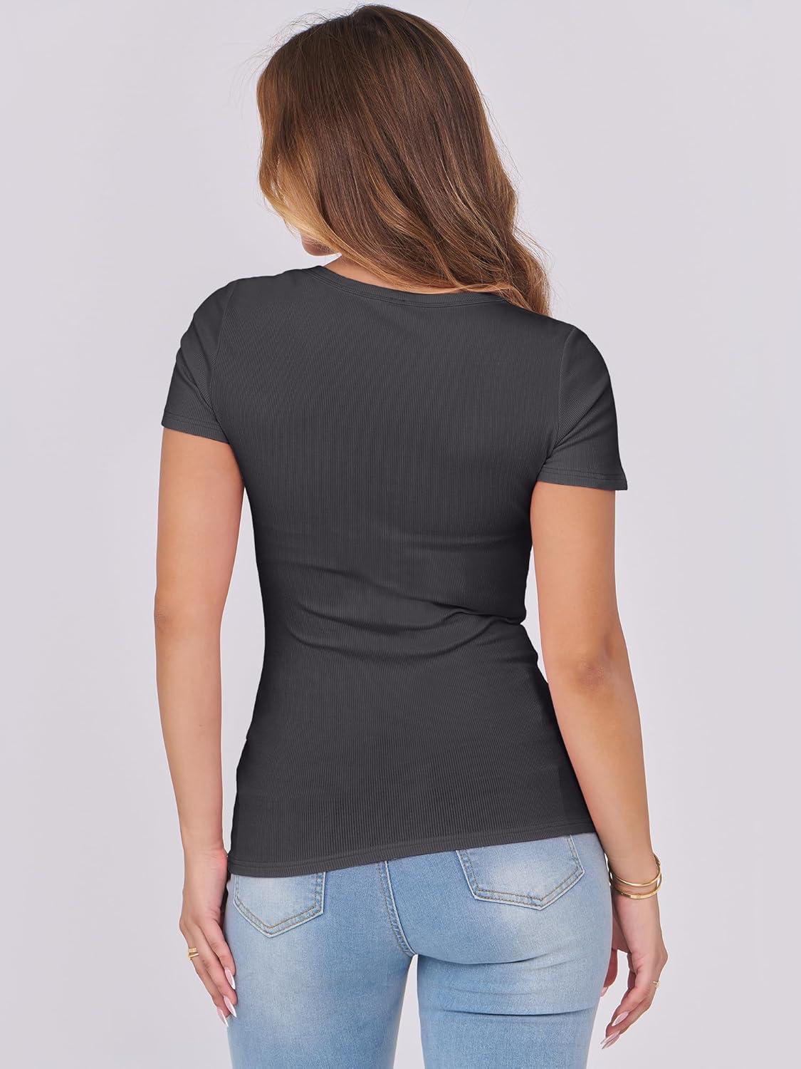 imageANRABESS Women Short Sleeve Tops Scoop Neck Ribbed Knit Slim Fitted Basic Tee Shirts 2025 Casual Summer Trendy ClothesDark Grey