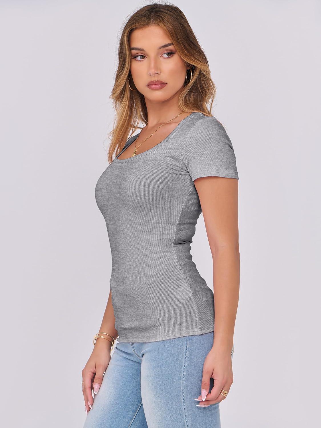 imageANRABESS Women Short Sleeve Tops Scoop Neck Ribbed Knit Slim Fitted Basic Tee Shirts 2025 Casual Summer Trendy ClothesGrey