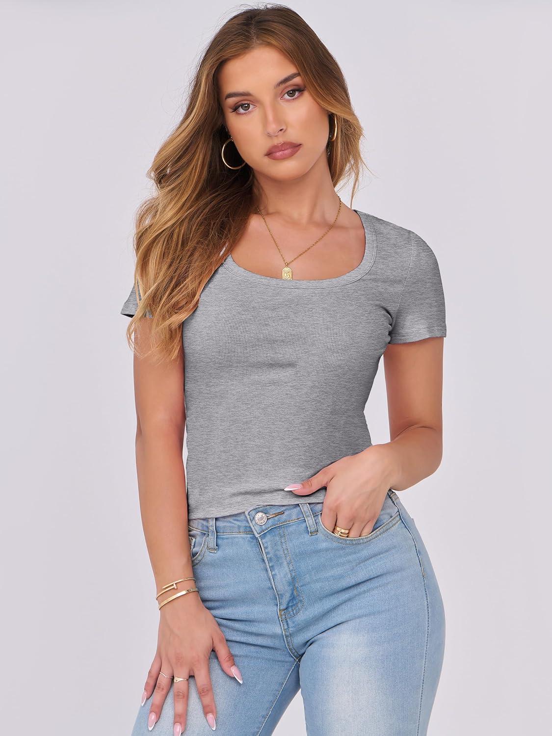 imageANRABESS Women Short Sleeve Tops Scoop Neck Ribbed Knit Slim Fitted Basic Tee Shirts 2025 Casual Summer Trendy ClothesGrey