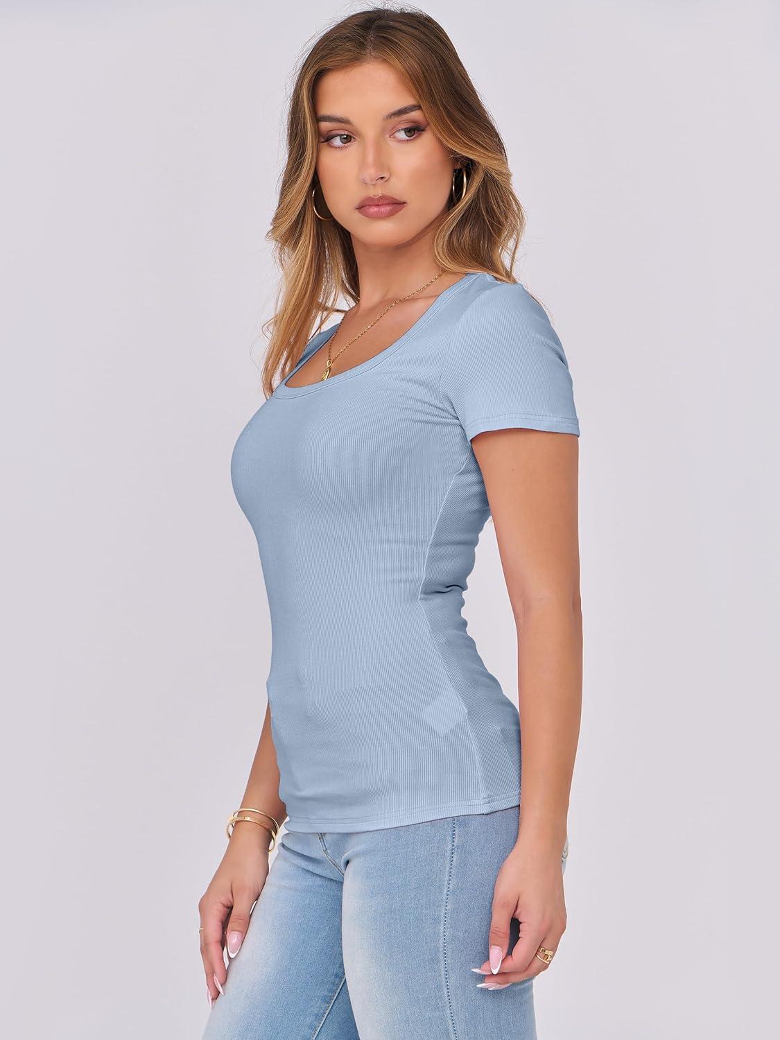 imageANRABESS Women Short Sleeve Tops Scoop Neck Ribbed Knit Slim Fitted Basic Tee Shirts 2025 Casual Summer Trendy ClothesLight Blue