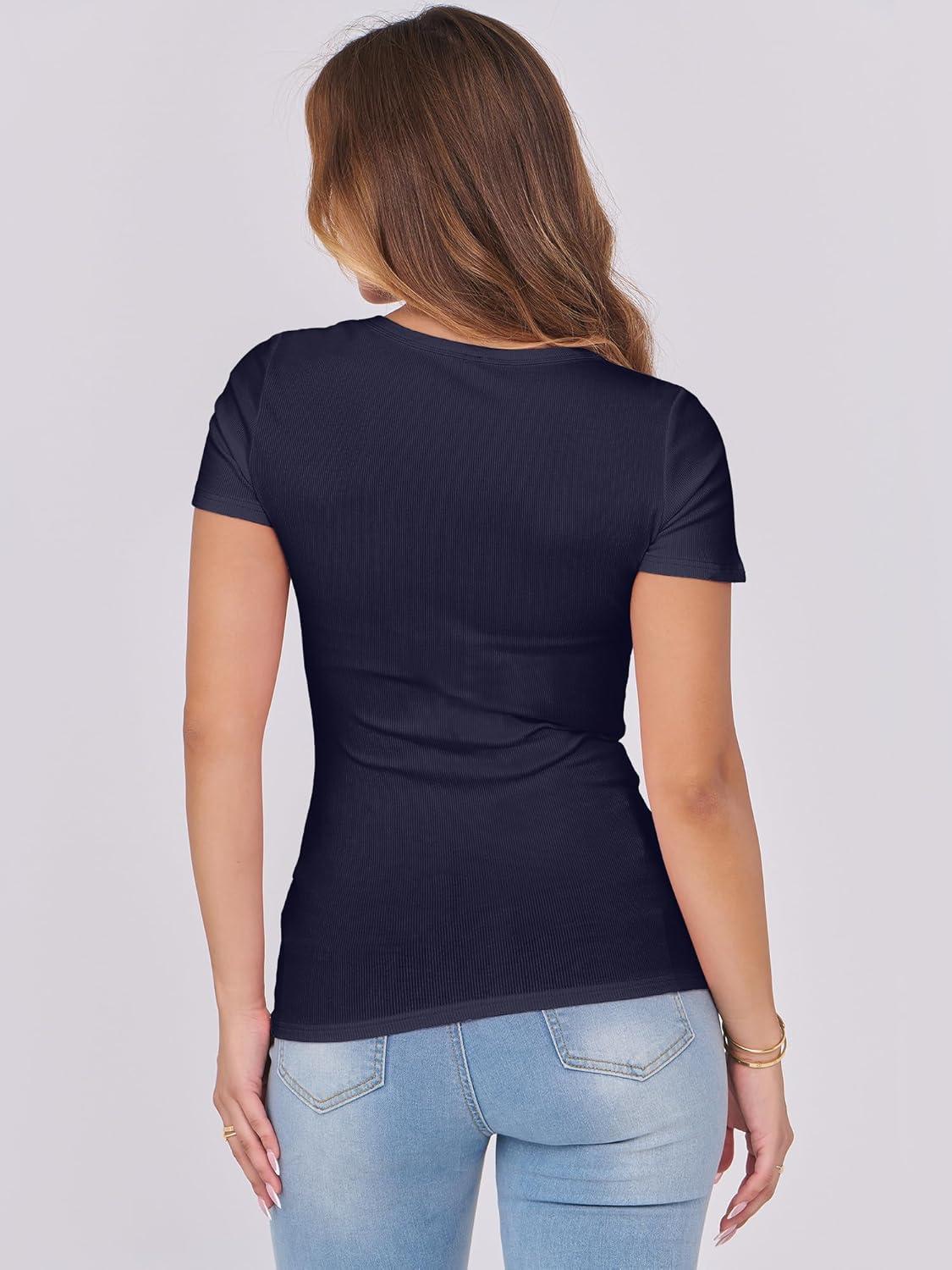 imageANRABESS Women Short Sleeve Tops Scoop Neck Ribbed Knit Slim Fitted Basic Tee Shirts 2025 Casual Summer Trendy ClothesNavy Blue