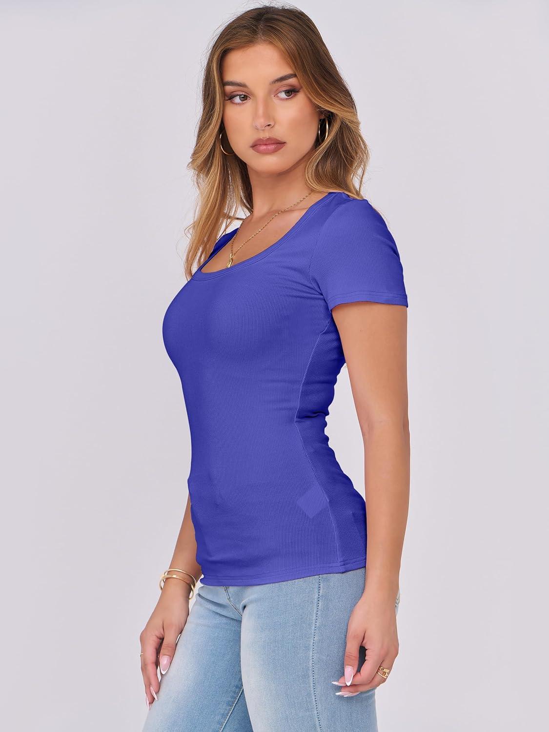 imageANRABESS Women Short Sleeve Tops Scoop Neck Ribbed Knit Slim Fitted Basic Tee Shirts 2025 Casual Summer Trendy ClothesRoyal Blue