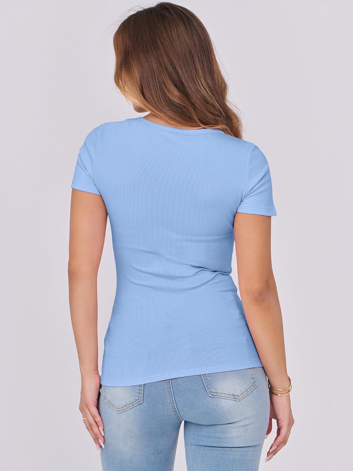 imageANRABESS Women Short Sleeve Tops Scoop Neck Ribbed Knit Slim Fitted Basic Tee Shirts 2025 Casual Summer Trendy ClothesSky Blue