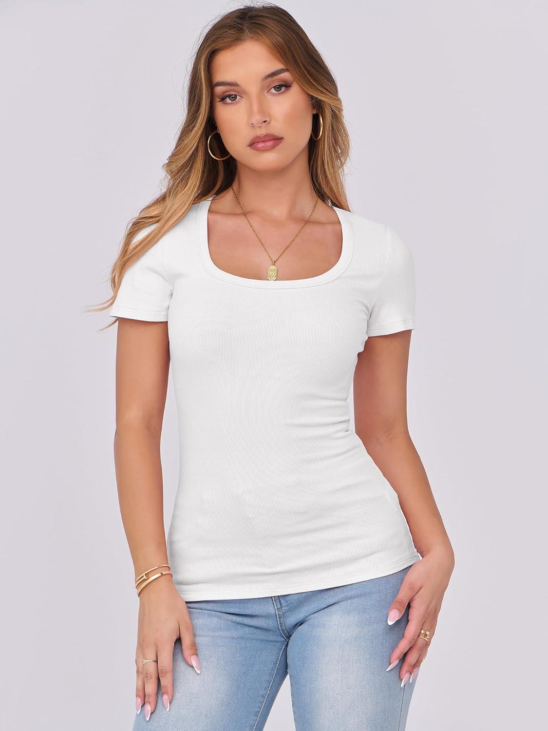 imageANRABESS Women Short Sleeve Tops Scoop Neck Ribbed Knit Slim Fitted Basic Tee Shirts 2025 Casual Summer Trendy ClothesWhite