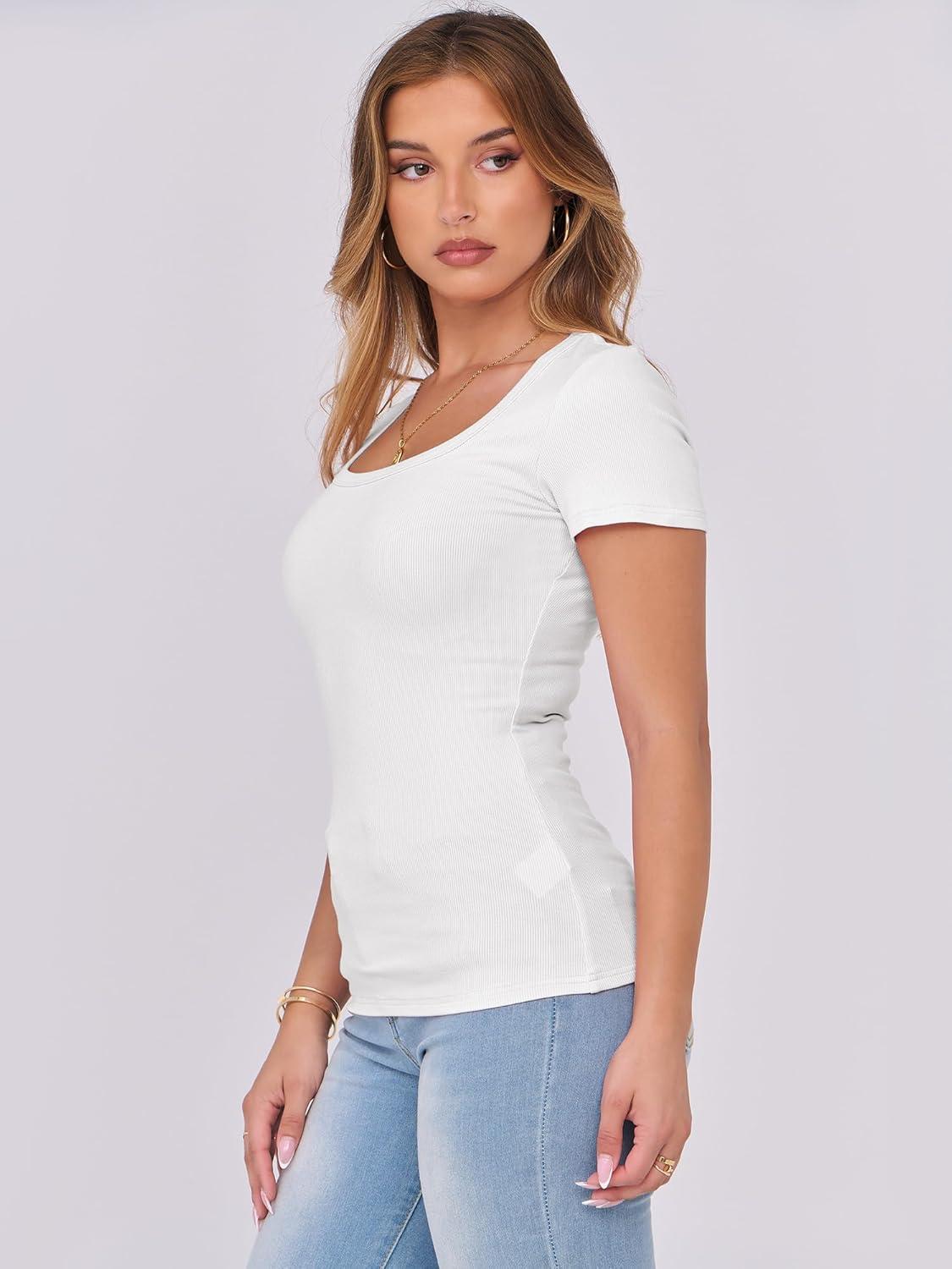 imageANRABESS Women Short Sleeve Tops Scoop Neck Ribbed Knit Slim Fitted Basic Tee Shirts 2025 Casual Summer Trendy ClothesWhite