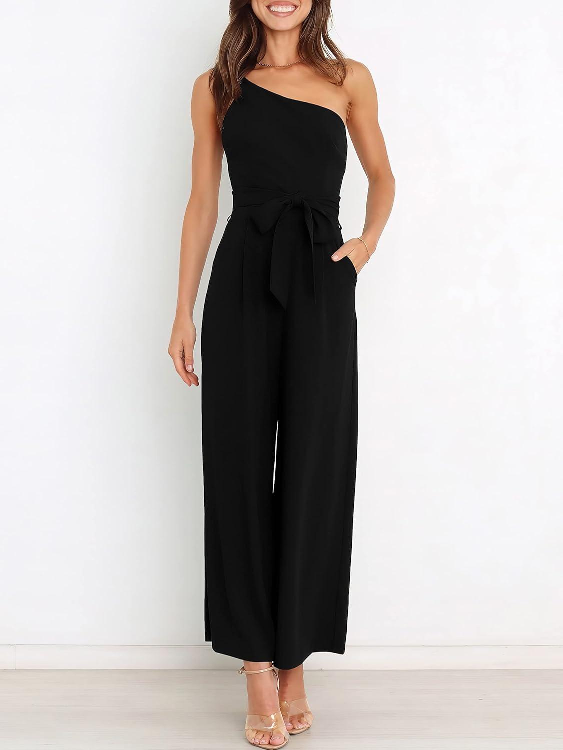 imageANRABESS Women Summer Dressy Jumpsuits One Shoulder Sleeveless Casual Wide Leg Pants Romper Jumper 2025 Trendy OutfitsBlack