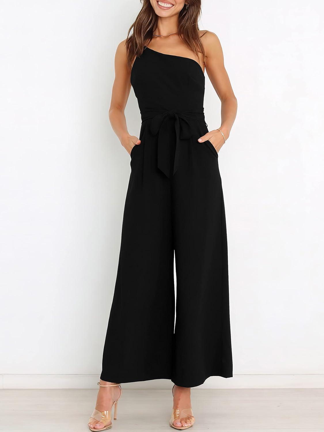 imageANRABESS Women Summer Dressy Jumpsuits One Shoulder Sleeveless Casual Wide Leg Pants Romper Jumper 2025 Trendy OutfitsBlack