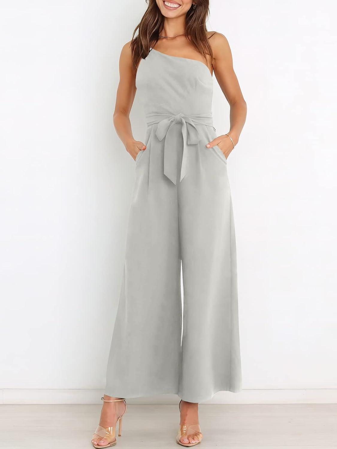 imageANRABESS Women Summer Dressy Jumpsuits One Shoulder Sleeveless Casual Wide Leg Pants Romper Jumper 2025 Trendy OutfitsGray