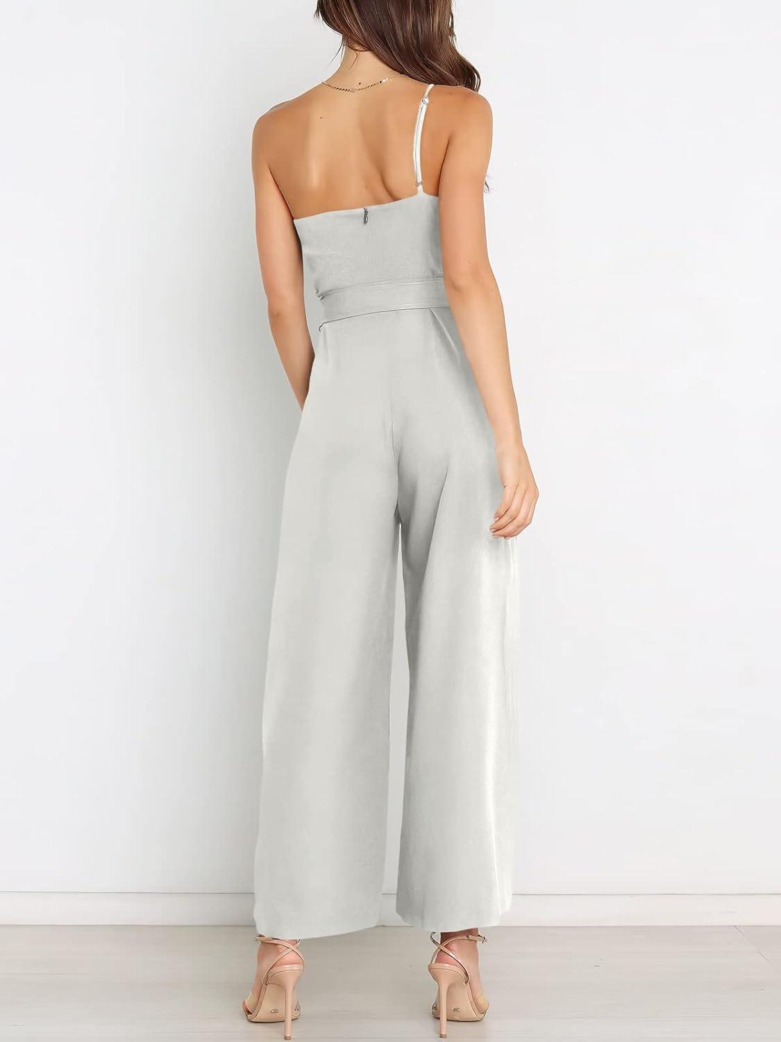 imageANRABESS Women Summer Dressy Jumpsuits One Shoulder Sleeveless Casual Wide Leg Pants Romper Jumper 2025 Trendy OutfitsGray