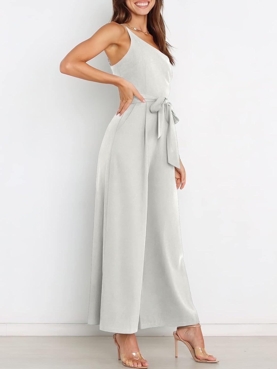imageANRABESS Women Summer Dressy Jumpsuits One Shoulder Sleeveless Casual Wide Leg Pants Romper Jumper 2025 Trendy OutfitsGray