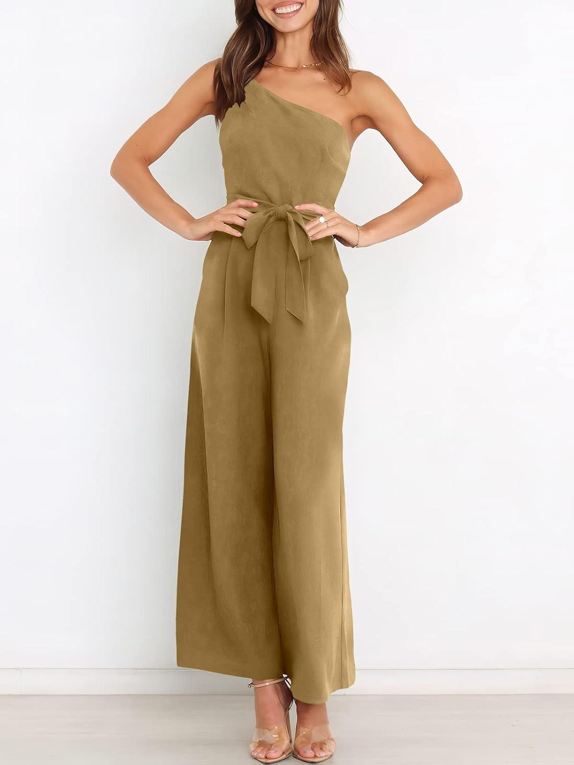 imageANRABESS Women Summer Dressy Jumpsuits One Shoulder Sleeveless Casual Wide Leg Pants Romper Jumper 2025 Trendy OutfitsKhaki