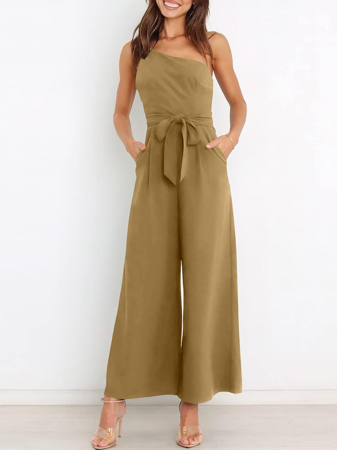 imageANRABESS Women Summer Dressy Jumpsuits One Shoulder Sleeveless Casual Wide Leg Pants Romper Jumper 2025 Trendy OutfitsKhaki