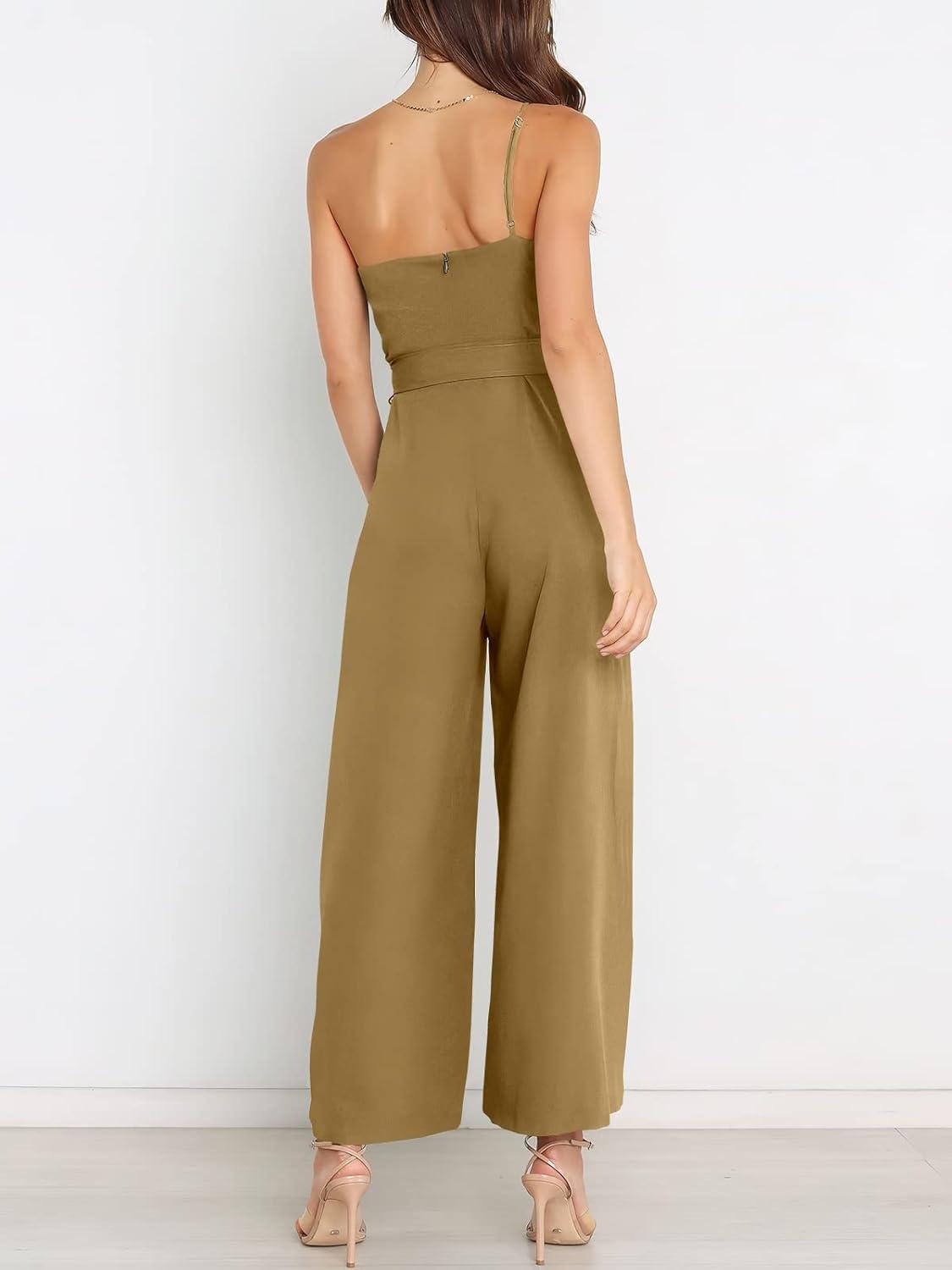 imageANRABESS Women Summer Dressy Jumpsuits One Shoulder Sleeveless Casual Wide Leg Pants Romper Jumper 2025 Trendy OutfitsKhaki
