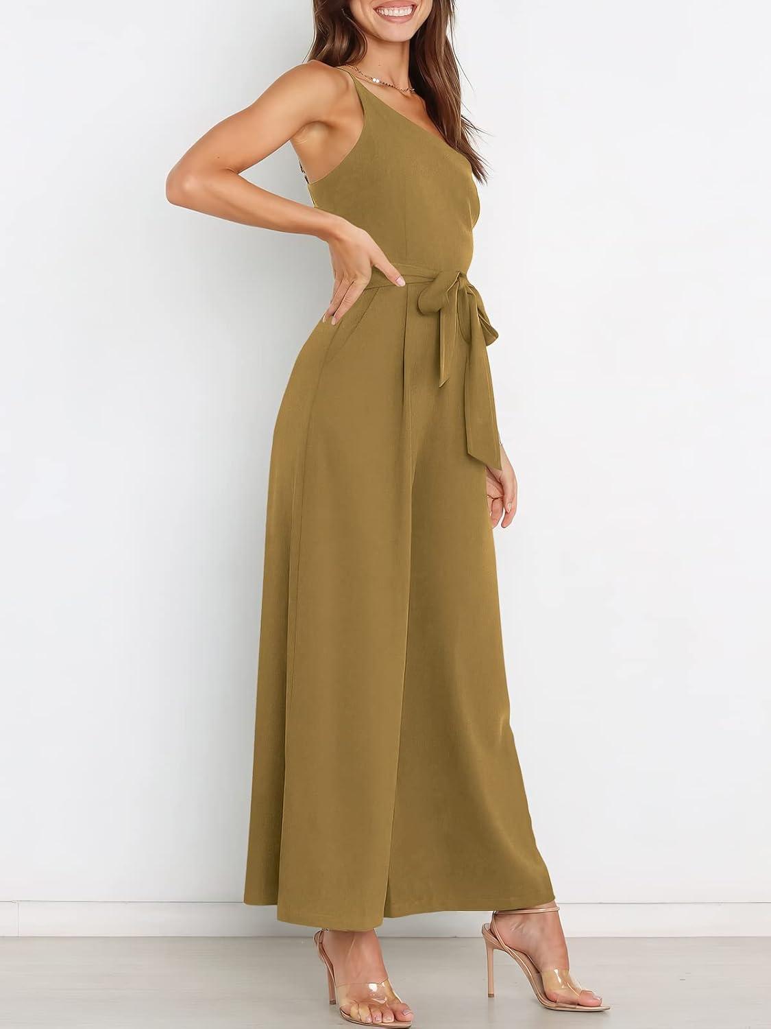 imageANRABESS Women Summer Dressy Jumpsuits One Shoulder Sleeveless Casual Wide Leg Pants Romper Jumper 2025 Trendy OutfitsKhaki