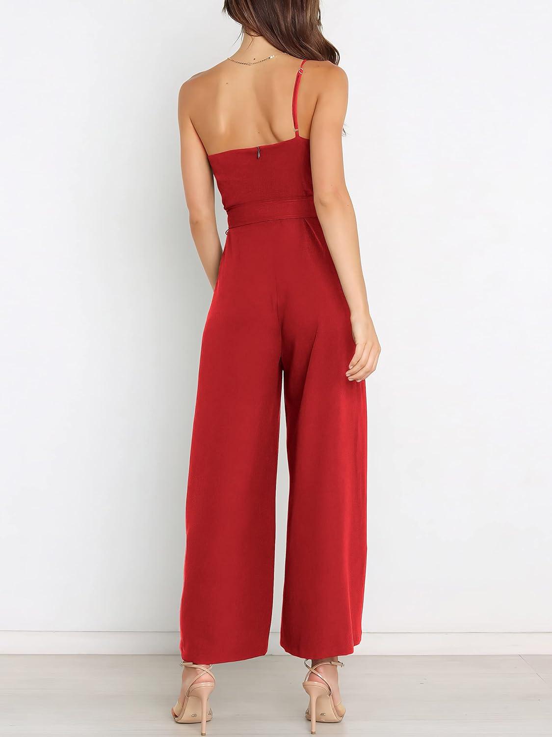 imageANRABESS Women Summer Dressy Jumpsuits One Shoulder Sleeveless Casual Wide Leg Pants Romper Jumper 2025 Trendy OutfitsRed