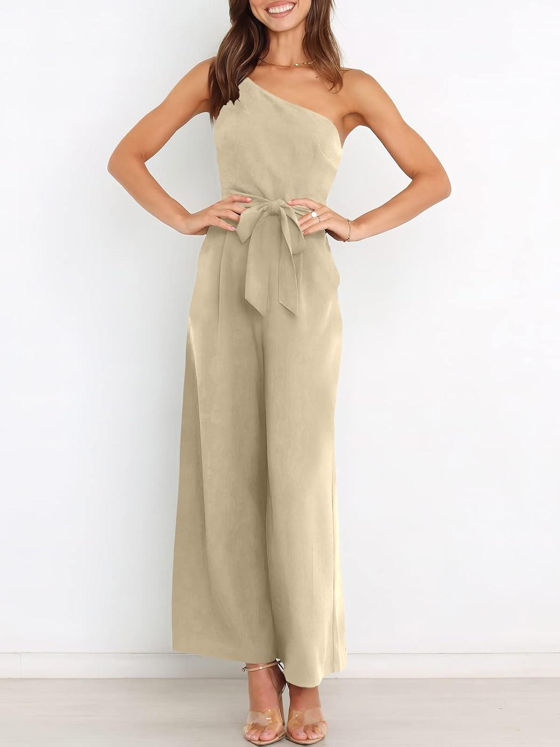 imageANRABESS Women Summer Dressy Jumpsuits One Shoulder Sleeveless Casual Wide Leg Pants Romper Jumper 2025 Trendy OutfitsYellow