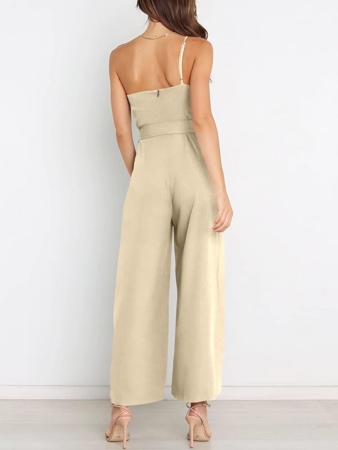 imageANRABESS Women Summer Dressy Jumpsuits One Shoulder Sleeveless Casual Wide Leg Pants Romper Jumper 2025 Trendy OutfitsYellow