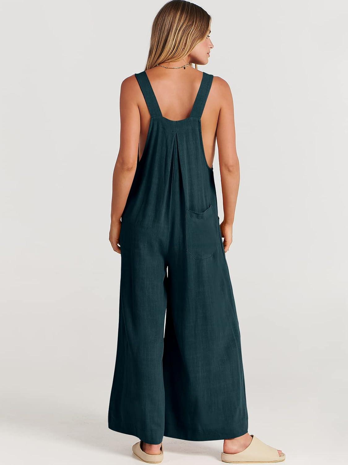imageANRABESS Womens Jumpsuits Overalls Wide Leg Casual Summer Outfits Linen Rompers Jumpers Sleeveless Straps 2025 ClothesCyan