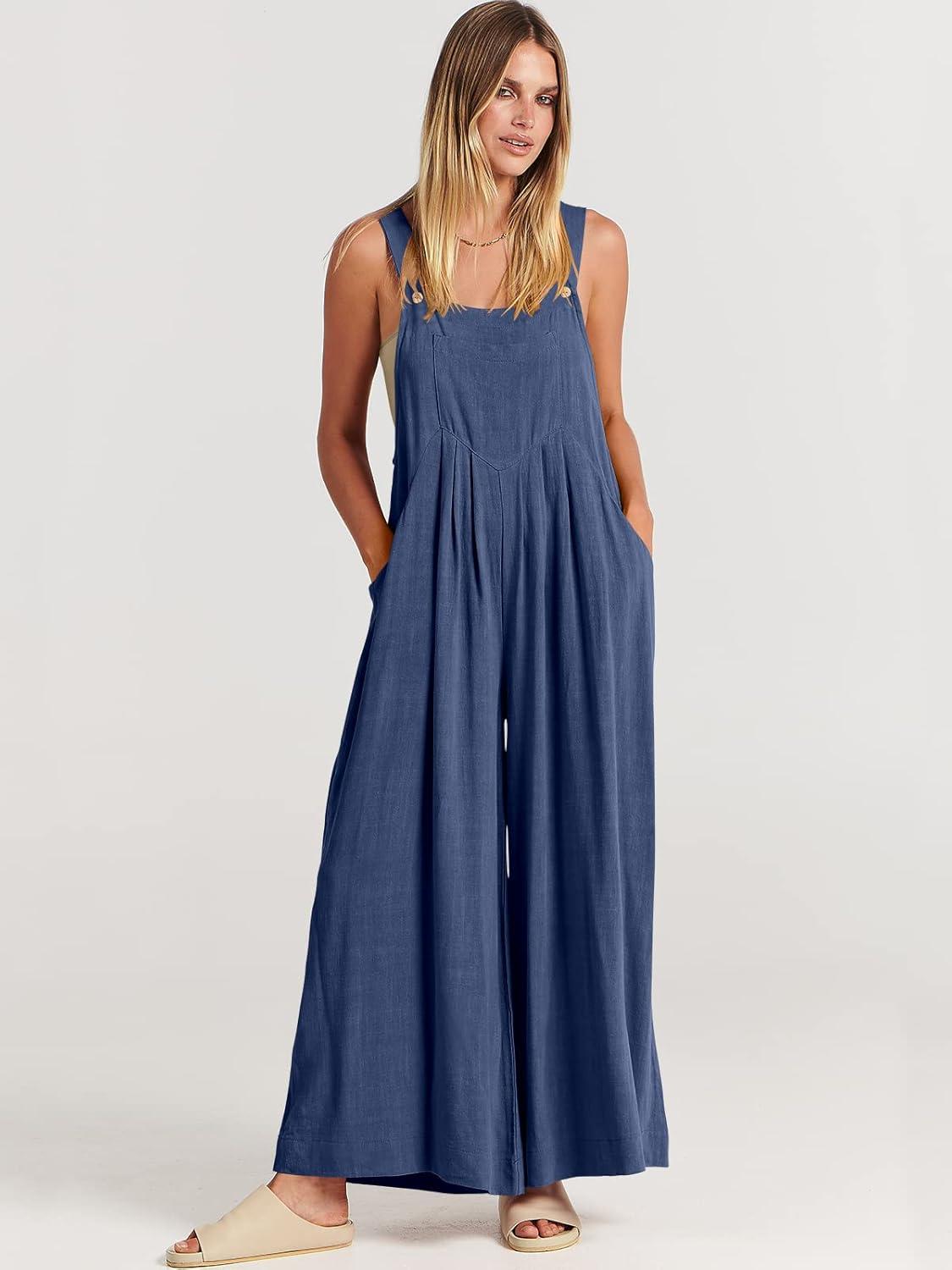 imageANRABESS Womens Jumpsuits Overalls Wide Leg Casual Summer Outfits Linen Rompers Jumpers Sleeveless Straps 2025 ClothesDeep Blue