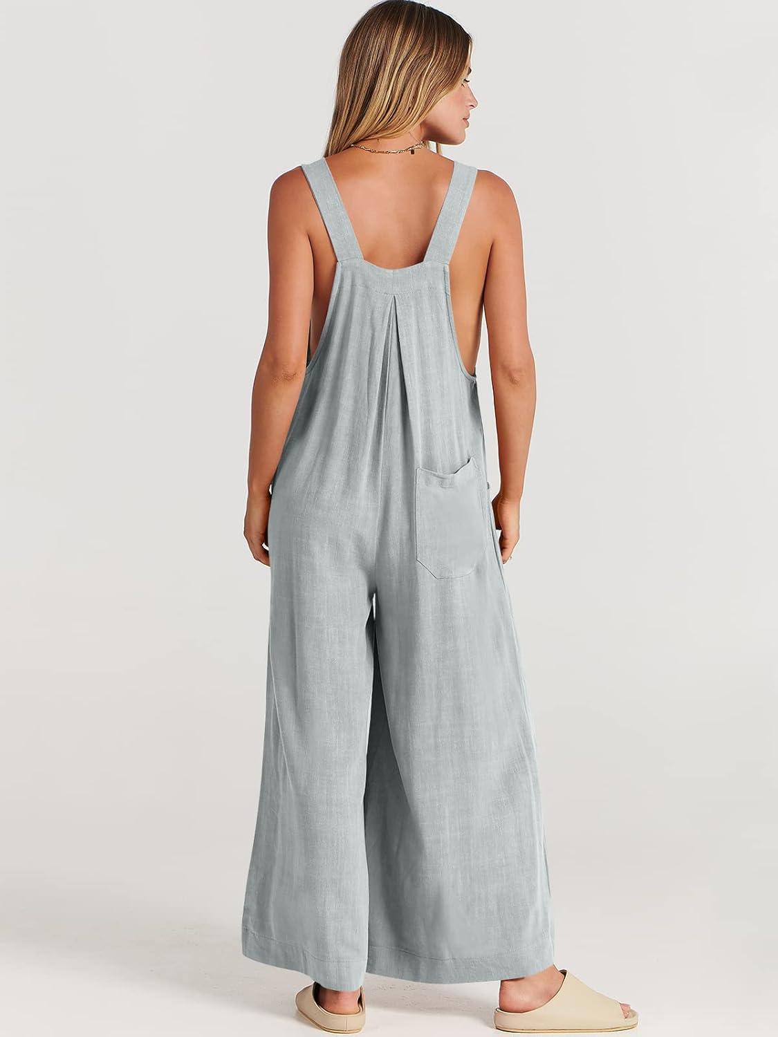 imageANRABESS Womens Jumpsuits Overalls Wide Leg Casual Summer Outfits Linen Rompers Jumpers Sleeveless Straps 2025 ClothesLight Gray