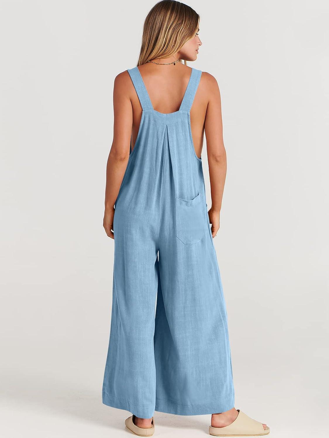 imageANRABESS Womens Jumpsuits Overalls Wide Leg Casual Summer Outfits Linen Rompers Jumpers Sleeveless Straps 2025 ClothesSky