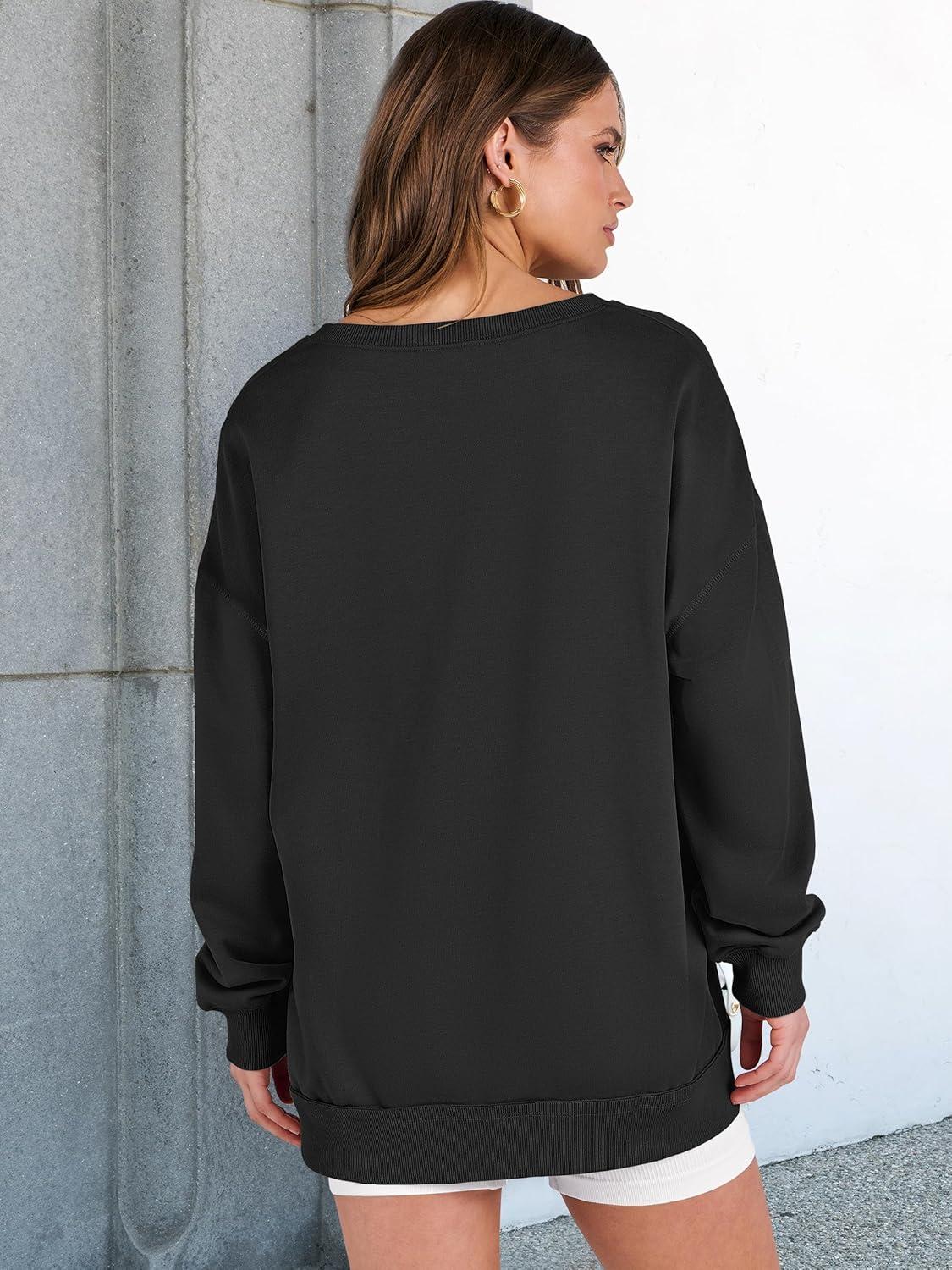 imageANRABESS Womens Oversized Sweatshirts Long Sleeve Tunic Shirts V Neck Loose Pullover Tops 2025 Trendy Fall Teen Girls OutfitBlack