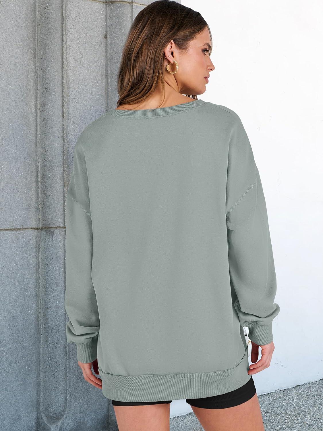 imageANRABESS Womens Oversized Sweatshirts Long Sleeve Tunic Shirts V Neck Loose Pullover Tops 2025 Trendy Fall Teen Girls OutfitLight Green