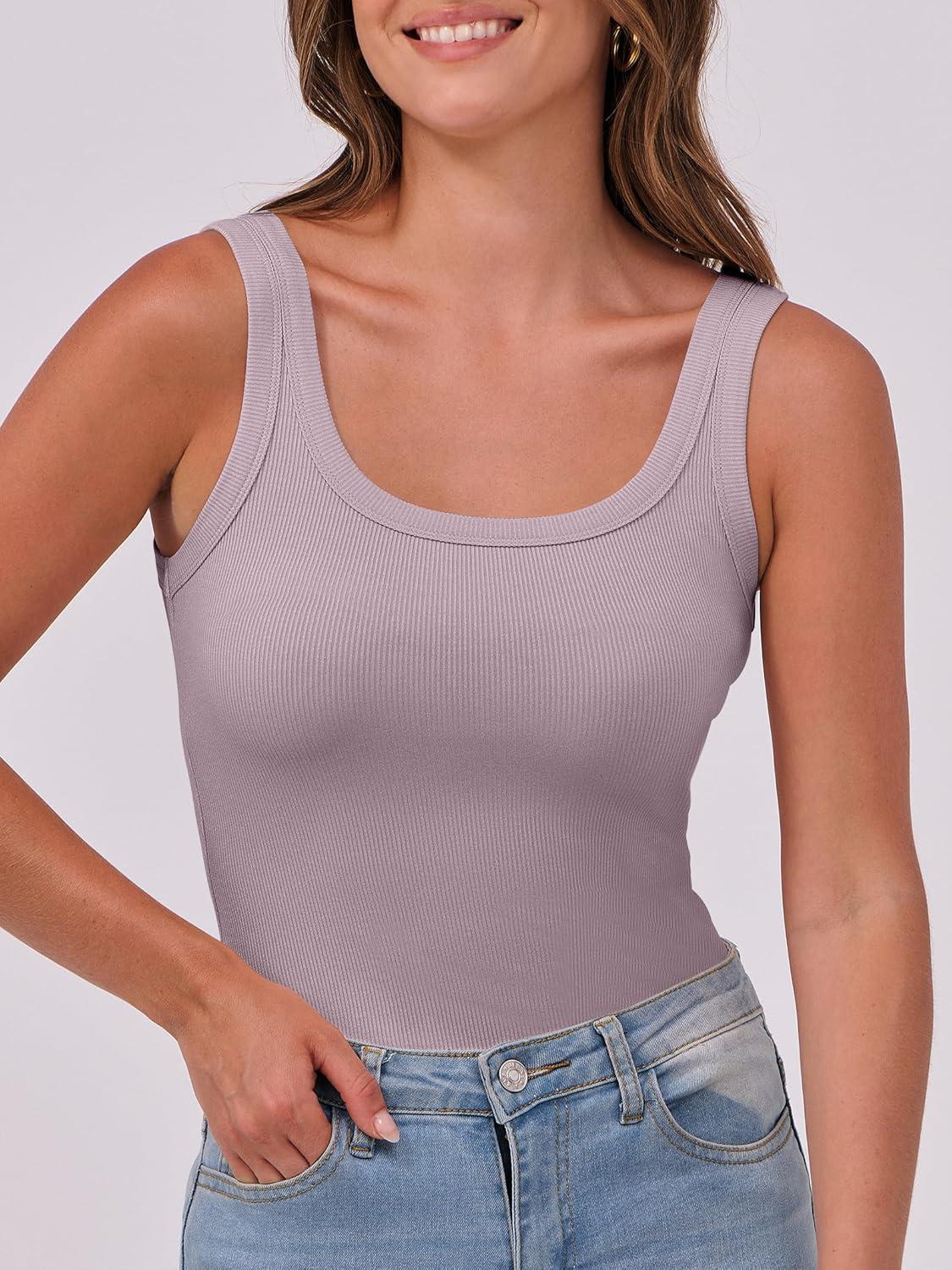 imageANRABESS Womens Sleeveless Scoop Neck Tank Top Ribbed Fitted Summer Basic Slim Cute Tops 2025Light Pink
