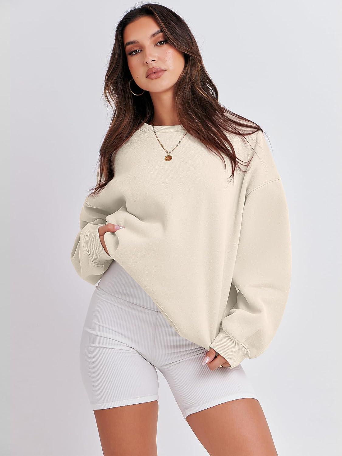 imageANRABESS Womens Sweatshirts Crewneck Fleece Oversized Pullover Hoodies Cute Long Sleeve Shirts Teen Girls Preppy Clothes 2025Apricot