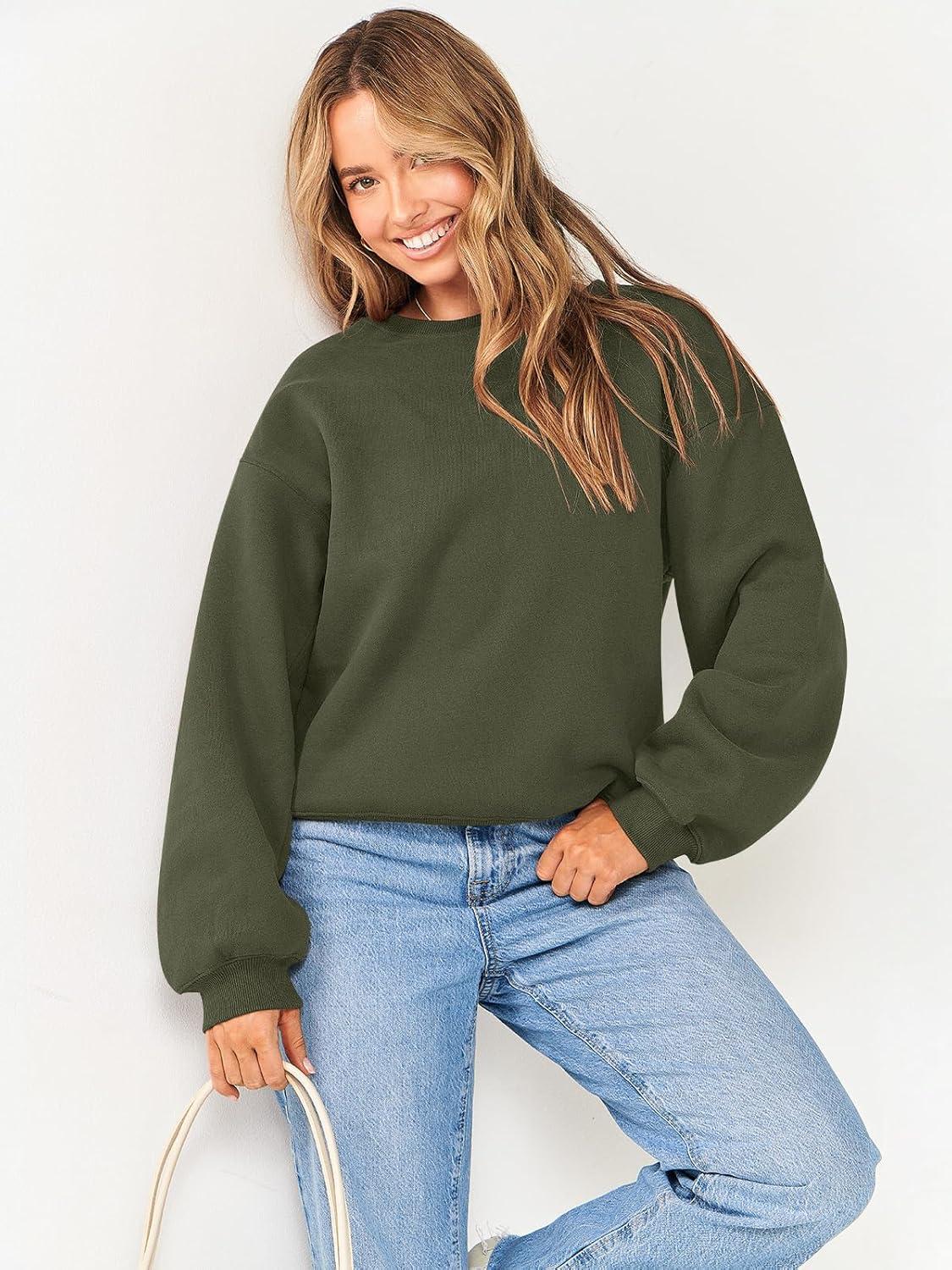imageANRABESS Womens Sweatshirts Crewneck Fleece Oversized Pullover Hoodies Cute Long Sleeve Shirts Teen Girls Preppy Clothes 2025Army Green