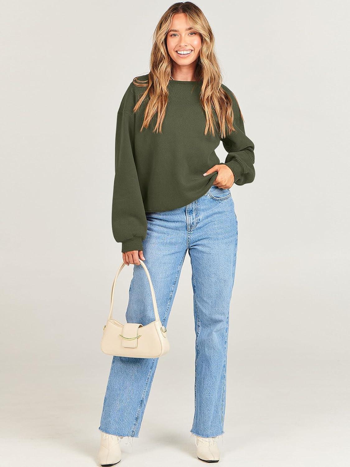 imageANRABESS Womens Sweatshirts Crewneck Fleece Oversized Pullover Hoodies Cute Long Sleeve Shirts Teen Girls Preppy Clothes 2025Army Green