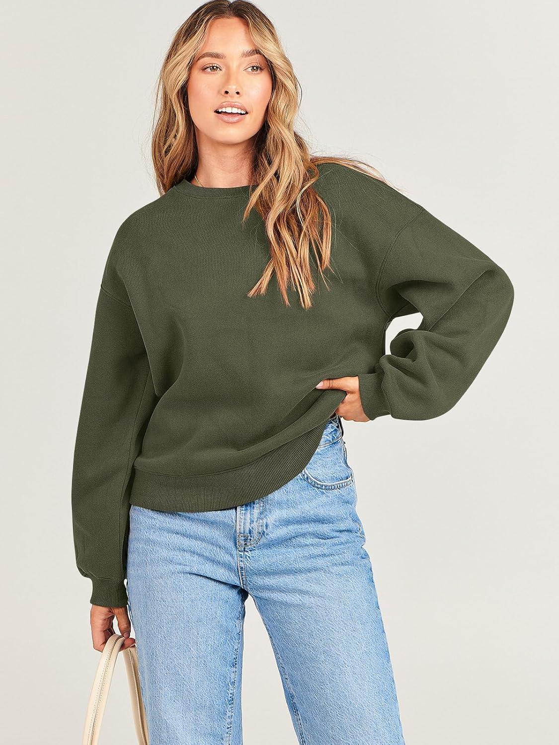 imageANRABESS Womens Sweatshirts Crewneck Fleece Oversized Pullover Hoodies Cute Long Sleeve Shirts Teen Girls Preppy Clothes 2025Army Green