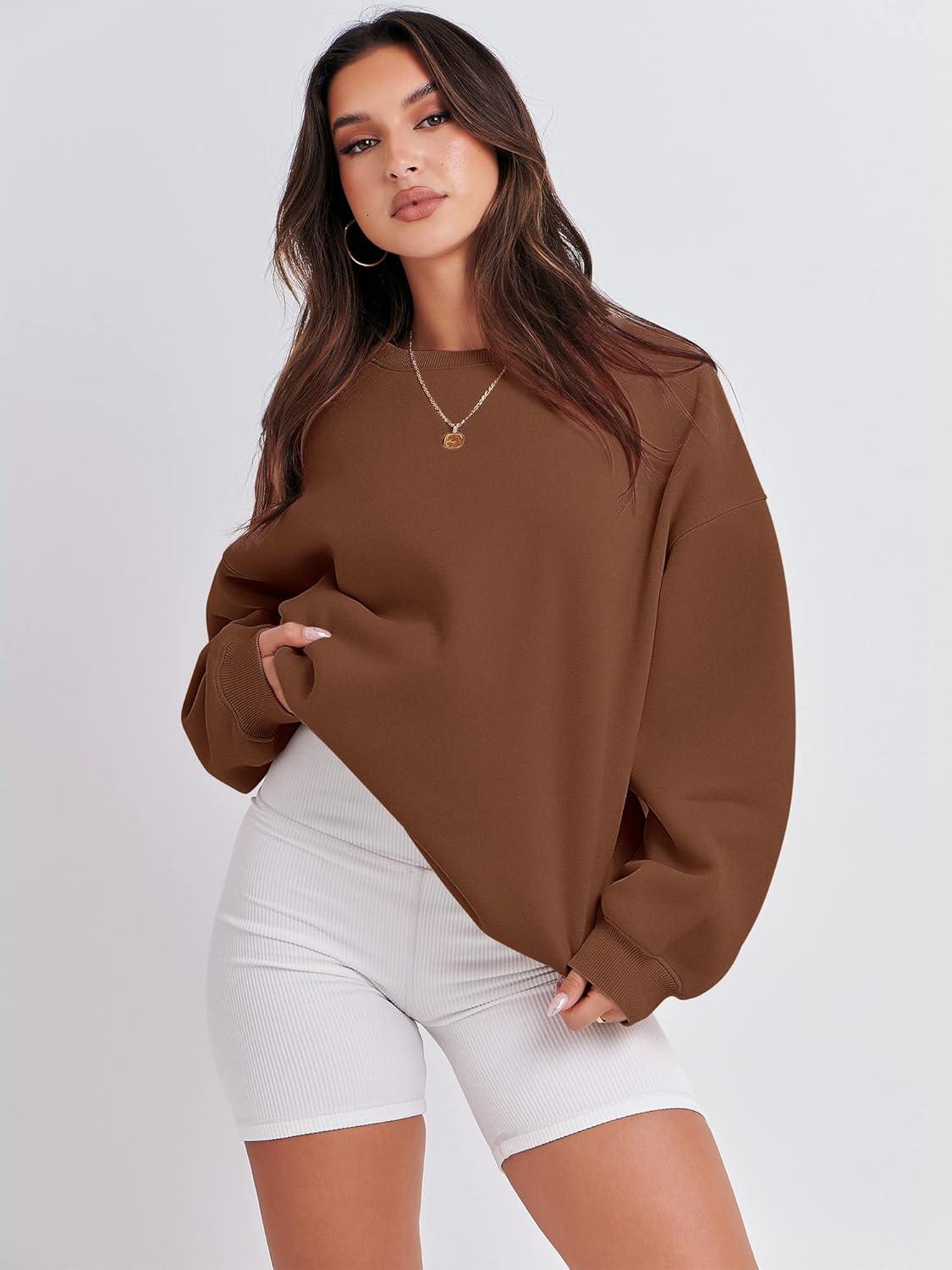 imageANRABESS Womens Sweatshirts Crewneck Fleece Oversized Pullover Hoodies Cute Long Sleeve Shirts Teen Girls Preppy Clothes 2025Coffee