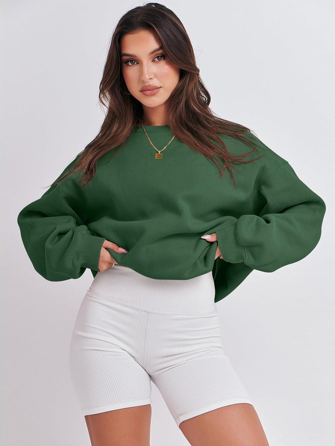 imageANRABESS Womens Sweatshirts Crewneck Fleece Oversized Pullover Hoodies Cute Long Sleeve Shirts Teen Girls Preppy Clothes 2025Dark Green