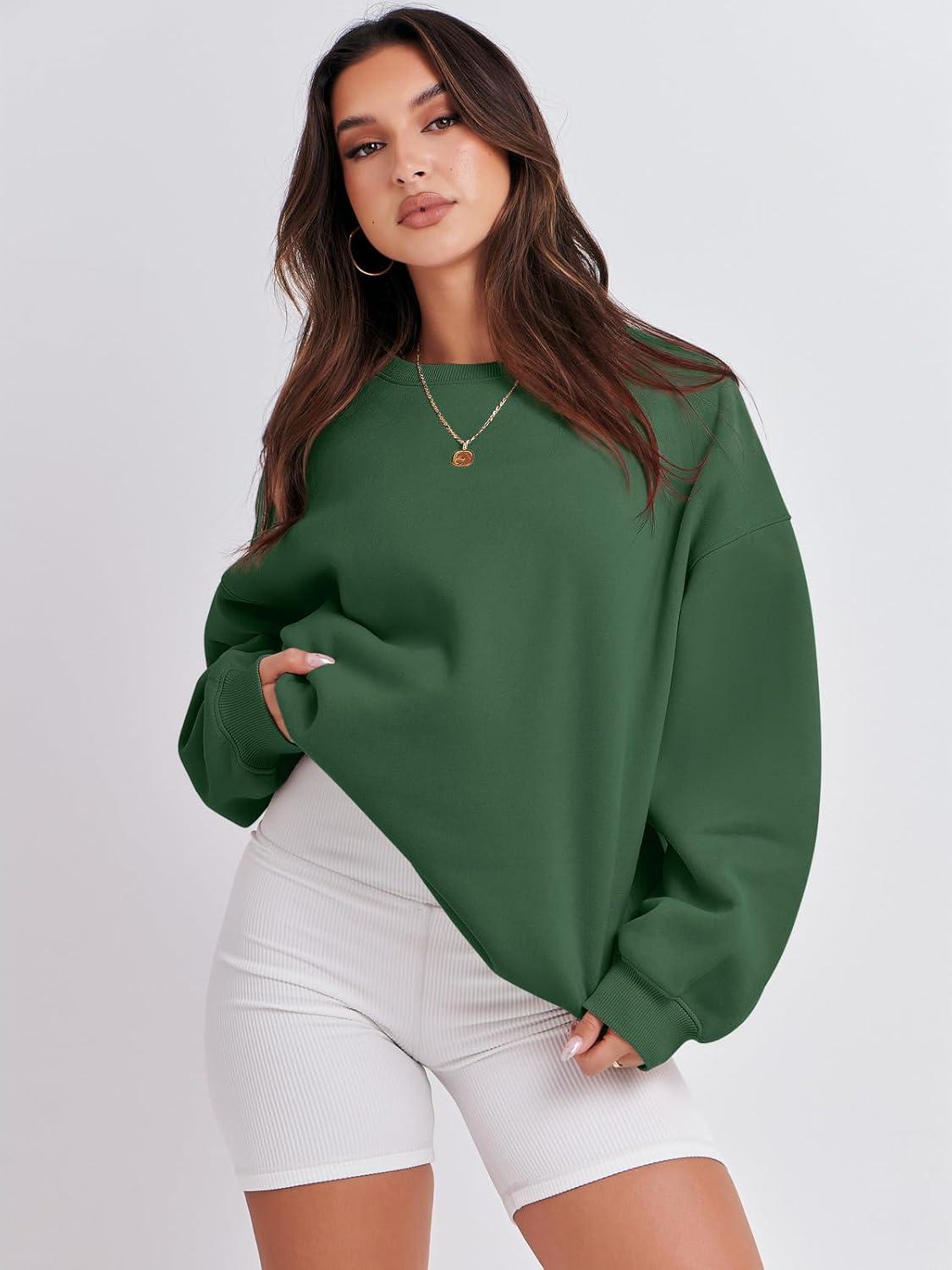 imageANRABESS Womens Sweatshirts Crewneck Fleece Oversized Pullover Hoodies Cute Long Sleeve Shirts Teen Girls Preppy Clothes 2025Dark Green