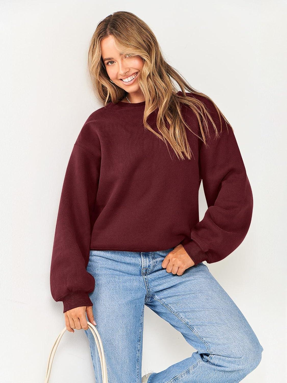 imageANRABESS Womens Sweatshirts Crewneck Fleece Oversized Pullover Hoodies Cute Long Sleeve Shirts Teen Girls Preppy Clothes 2025Deep Red