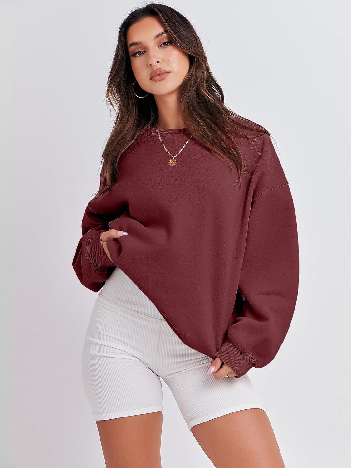 imageANRABESS Womens Sweatshirts Crewneck Fleece Oversized Pullover Hoodies Cute Long Sleeve Shirts Teen Girls Preppy Clothes 2025Deep Red