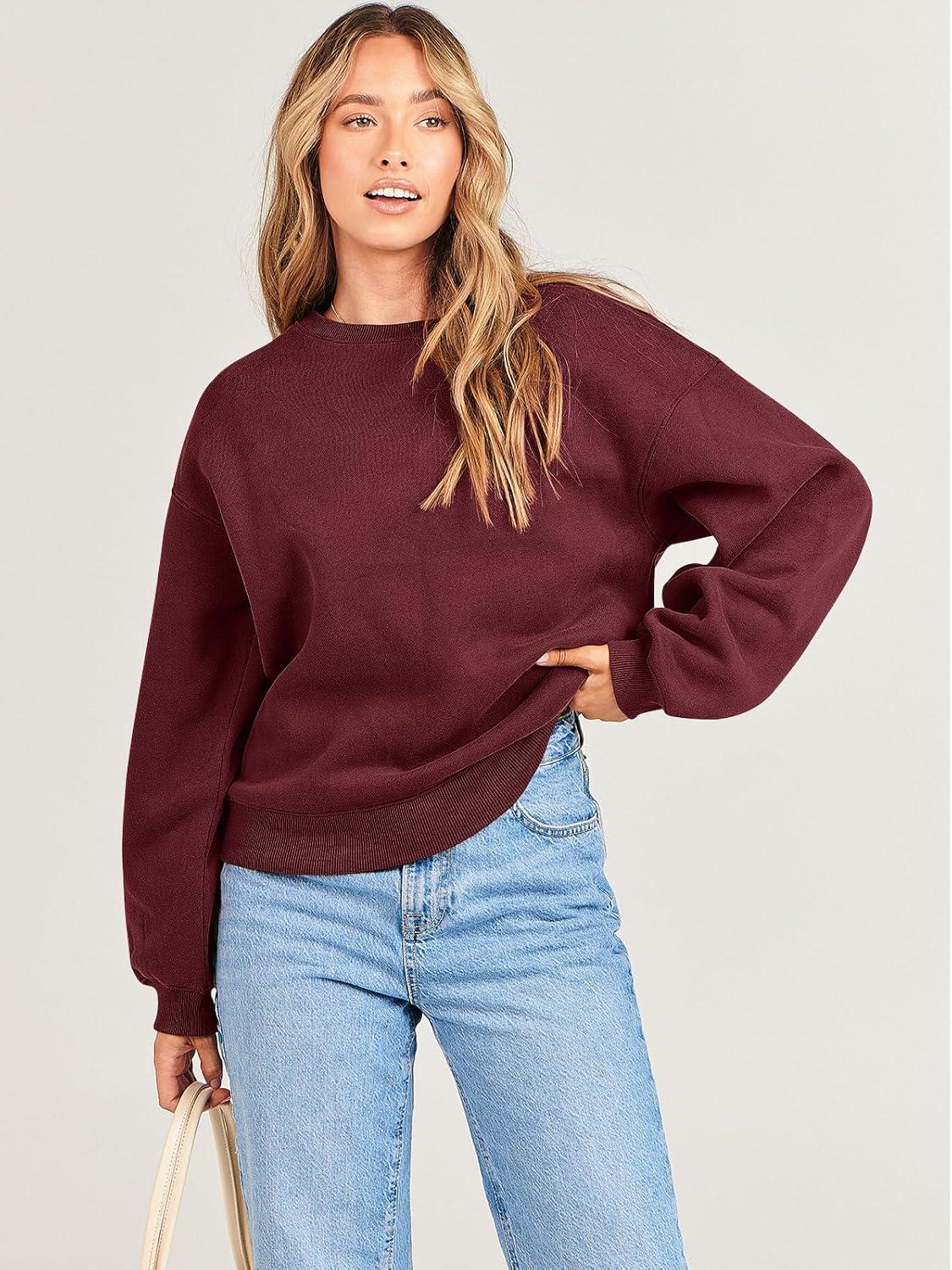imageANRABESS Womens Sweatshirts Crewneck Fleece Oversized Pullover Hoodies Cute Long Sleeve Shirts Teen Girls Preppy Clothes 2025Deep Red