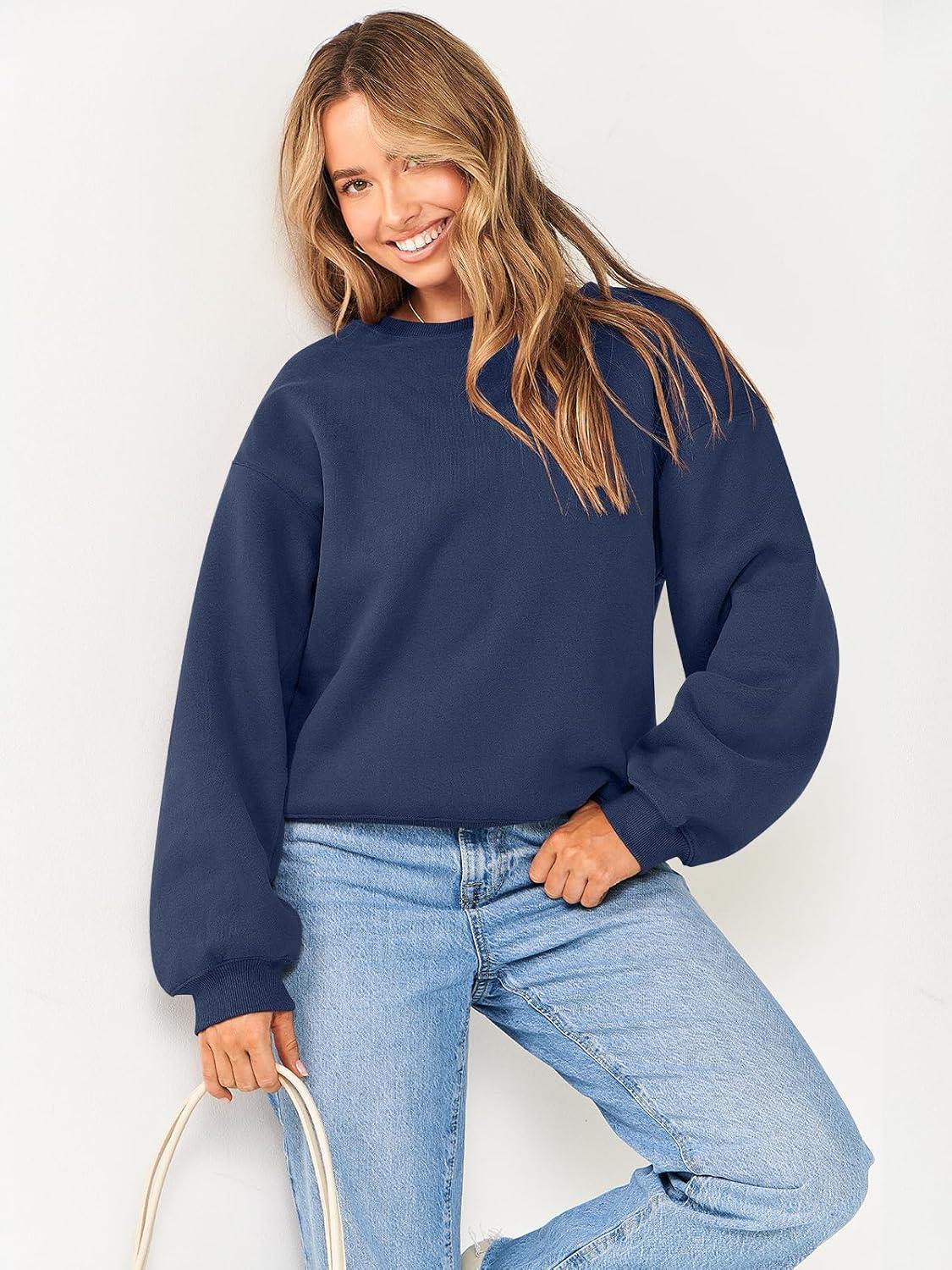 imageANRABESS Womens Sweatshirts Crewneck Fleece Oversized Pullover Hoodies Cute Long Sleeve Shirts Teen Girls Preppy Clothes 2025Dusty Blue