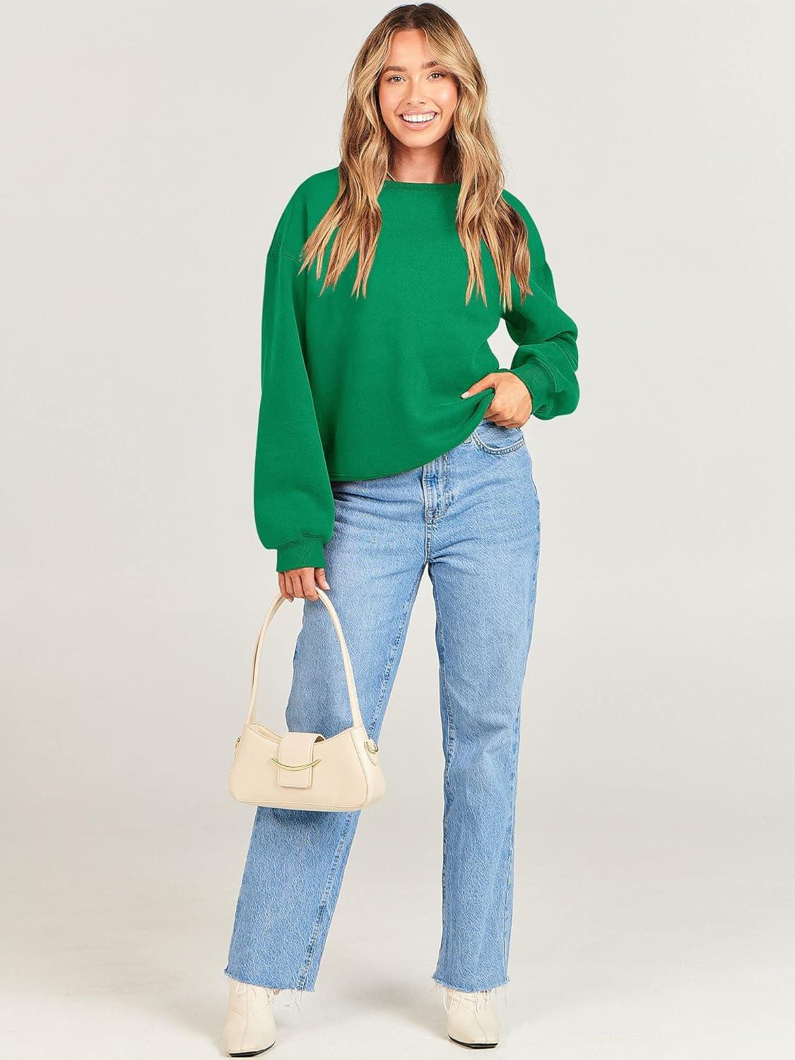 imageANRABESS Womens Sweatshirts Crewneck Fleece Oversized Pullover Hoodies Cute Long Sleeve Shirts Teen Girls Preppy Clothes 2025Green