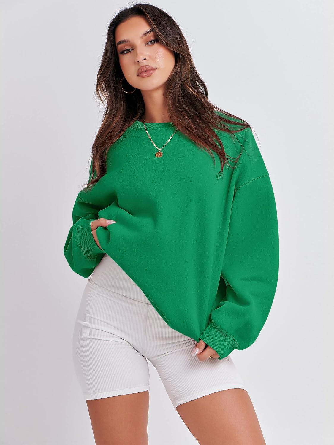 imageANRABESS Womens Sweatshirts Crewneck Fleece Oversized Pullover Hoodies Cute Long Sleeve Shirts Teen Girls Preppy Clothes 2025Green