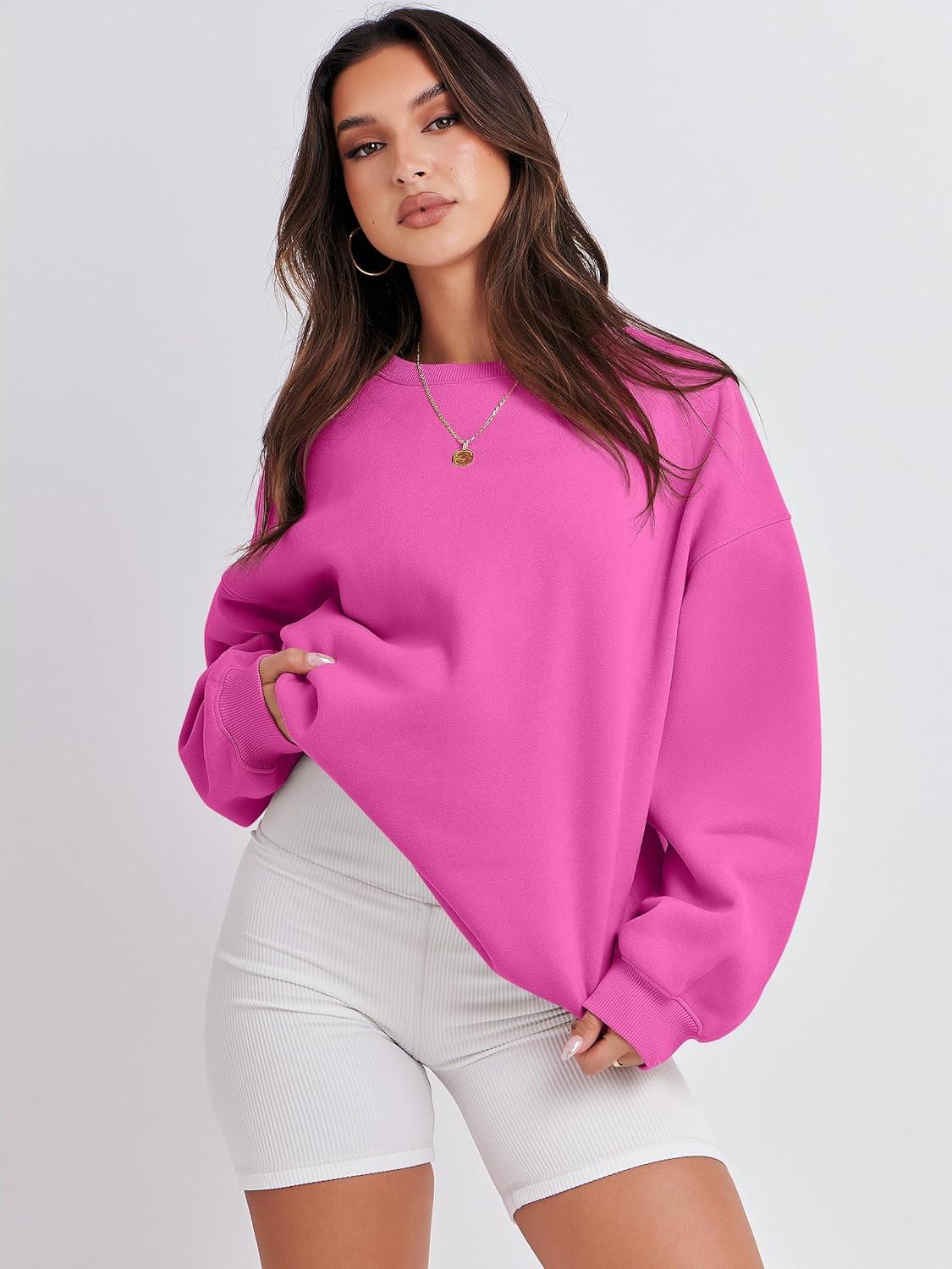 imageANRABESS Womens Sweatshirts Crewneck Fleece Oversized Pullover Hoodies Cute Long Sleeve Shirts Teen Girls Preppy Clothes 2025Hot Pink