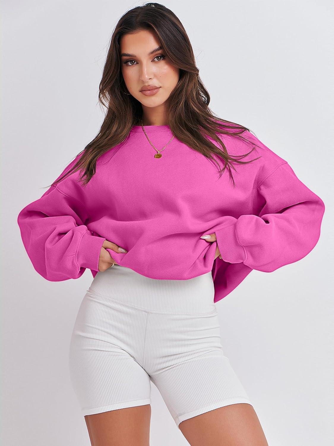 imageANRABESS Womens Sweatshirts Crewneck Fleece Oversized Pullover Hoodies Cute Long Sleeve Shirts Teen Girls Preppy Clothes 2025Hot Pink