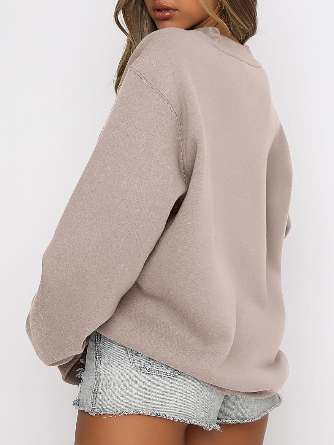 imageANRABESS Womens Sweatshirts Crewneck Fleece Oversized Pullover Hoodies Cute Long Sleeve Shirts Teen Girls Preppy Clothes 2025Light Khaki