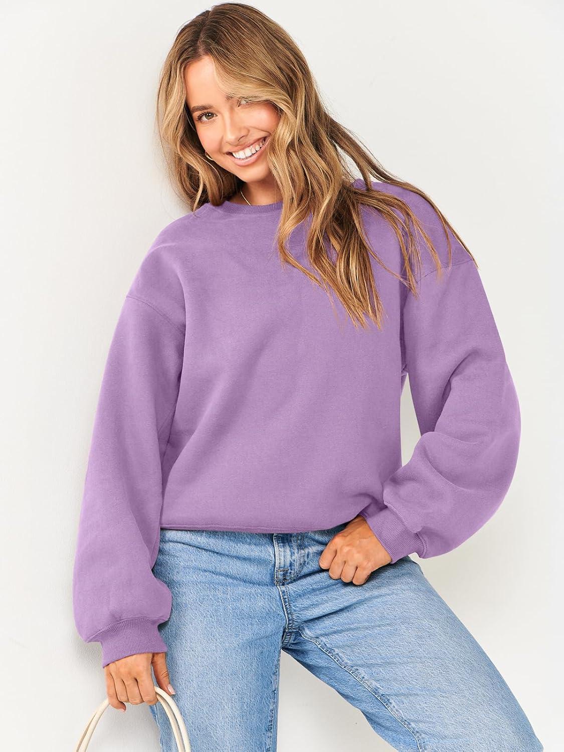 imageANRABESS Womens Sweatshirts Crewneck Fleece Oversized Pullover Hoodies Cute Long Sleeve Shirts Teen Girls Preppy Clothes 2025Light Purple