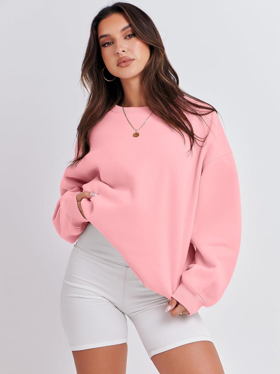 imageANRABESS Womens Sweatshirts Crewneck Fleece Oversized Pullover Hoodies Cute Long Sleeve Shirts Teen Girls Preppy Clothes 2025Pink