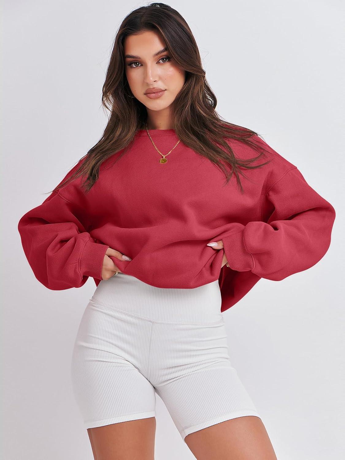 imageANRABESS Womens Sweatshirts Crewneck Fleece Oversized Pullover Hoodies Cute Long Sleeve Shirts Teen Girls Preppy Clothes 2025Red