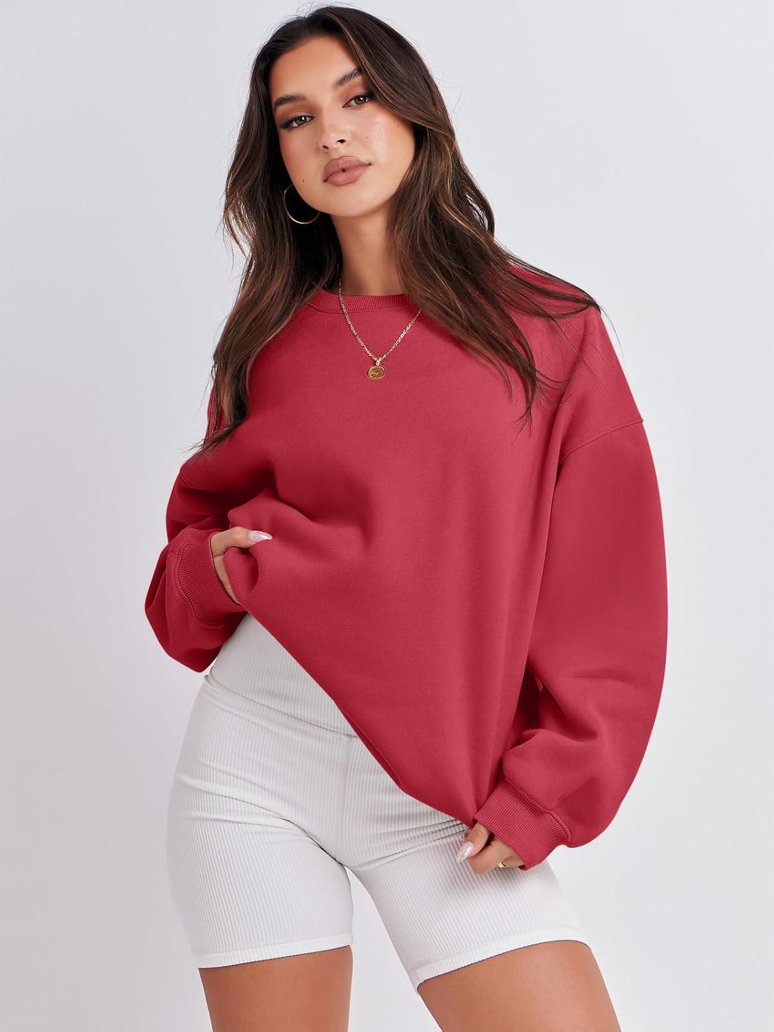 imageANRABESS Womens Sweatshirts Crewneck Fleece Oversized Pullover Hoodies Cute Long Sleeve Shirts Teen Girls Preppy Clothes 2025Red
