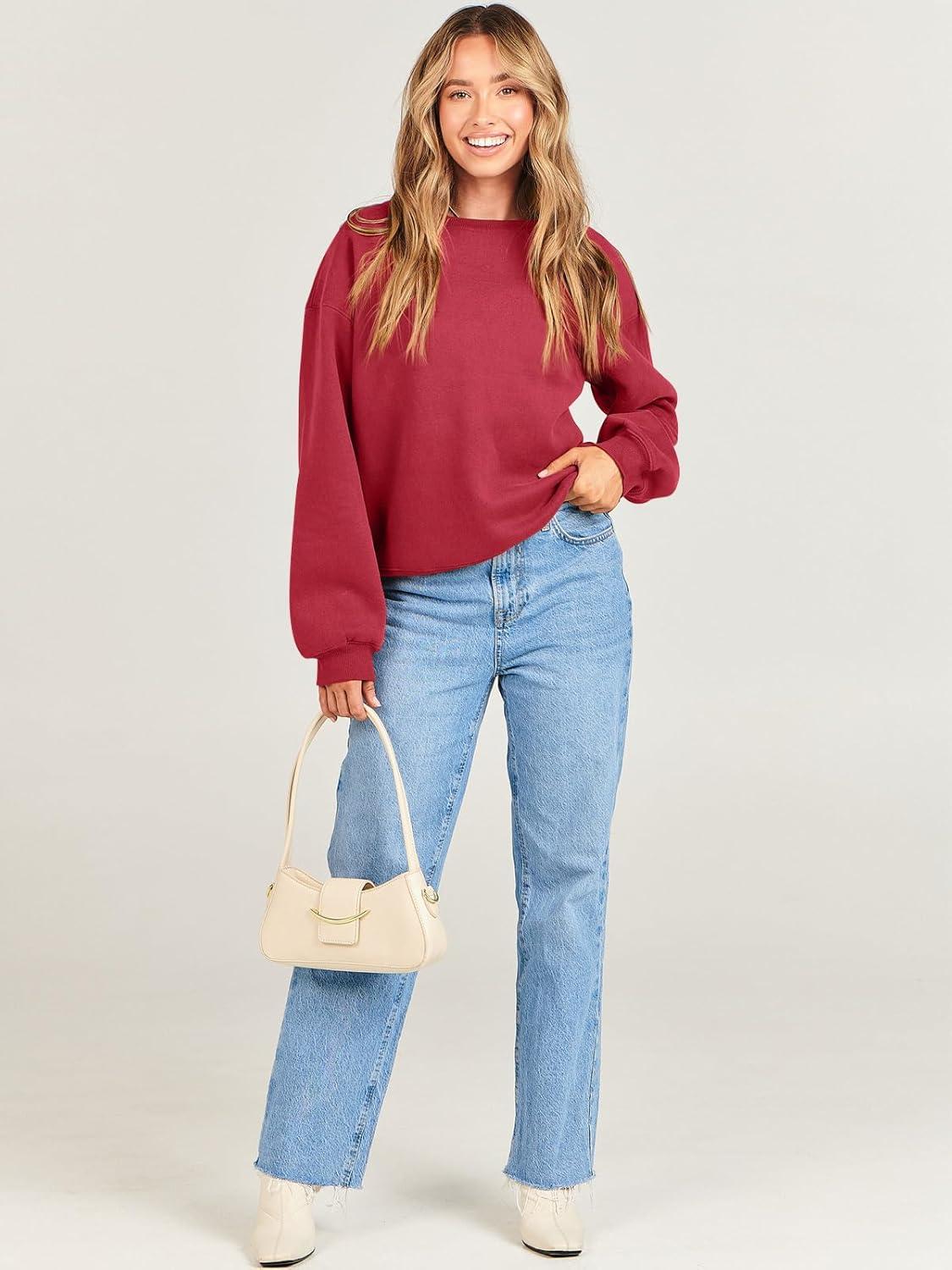 imageANRABESS Womens Sweatshirts Crewneck Fleece Oversized Pullover Hoodies Cute Long Sleeve Shirts Teen Girls Preppy Clothes 2025Red